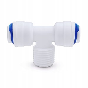 Trójnik kształtka z gwintem 1/4'' + szybkozłączki osmoza RO 6mm